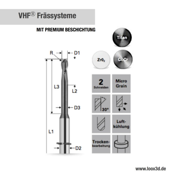 Fräswerkzeuge kompatibel mit vhf Frässysteme (Diamant beschichtet)