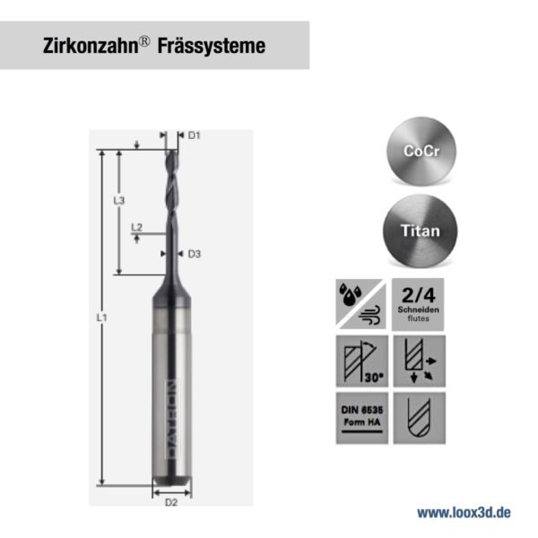 Fräswerkzeuge kompatibel mit Zirkonzahn Frässysteme
